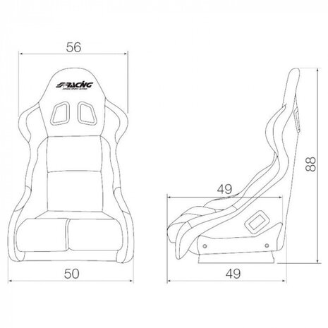sportstoel Damon 88 x 56 cm polyester zwart