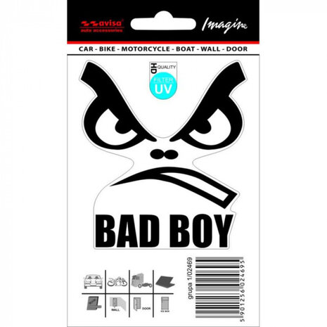 autosticker Bad Boy 7,5 x 8,5 cm vinyl zwart