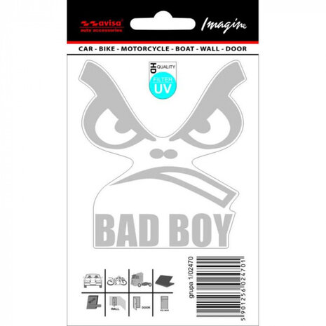autosticker Bad Boy 7,5 x 8,5 cm vinyl grijs