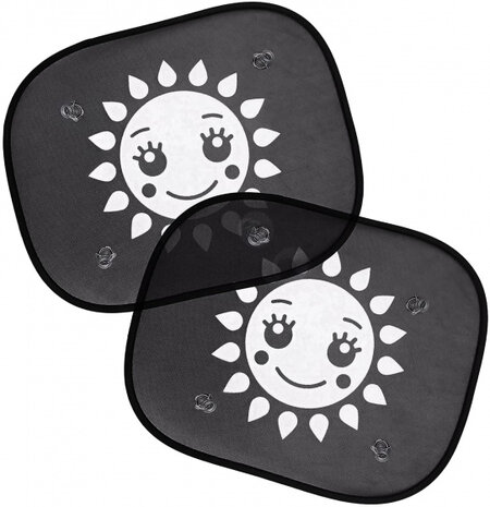 autozonneschermen polyester/rubber zwart 2 stuks