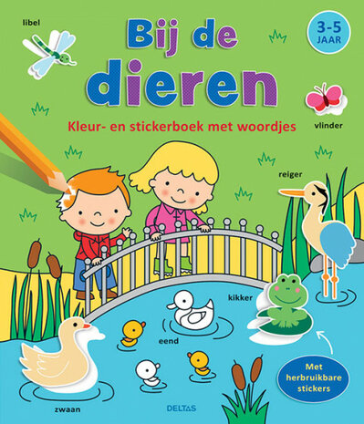 Bij de dieren kleur- en stickerboek