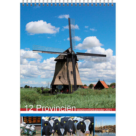 notitiekalender 12 Provinci&euml;n 23 cm papier blauw/groen