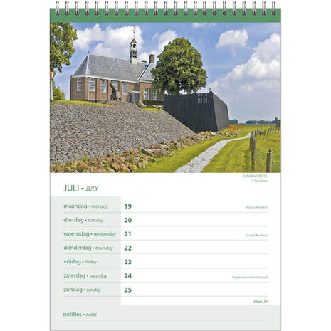 notitiekalender 12 Provinci&euml;n 23 cm papier blauw/groen