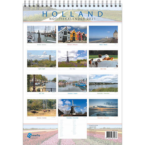 notitiekalender Holland 34 cm papier groen/blauw/rood