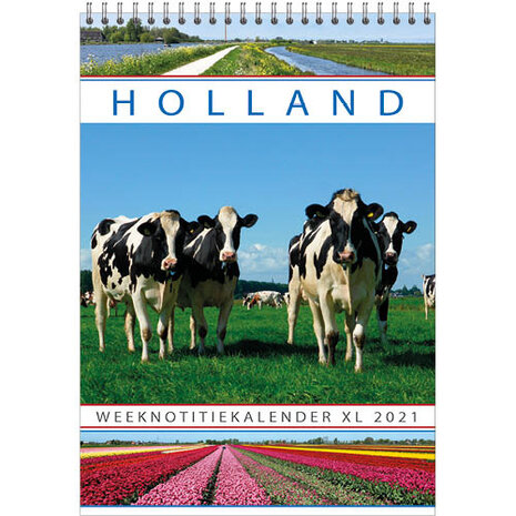notitiekalender Holland 21 x 29,7 cm papier blauw/groen