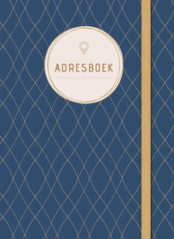 adresboek 14,8 x 10,7 cm papier/karton donkerblauw/goud
