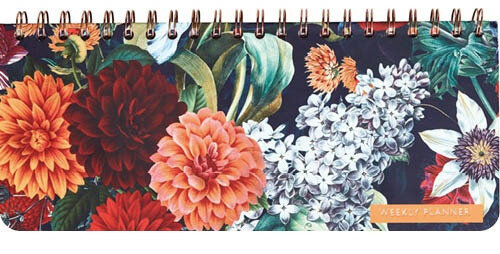 weekkalender Dahlia 12,5 x 29 cm papier/staal groen/oranje