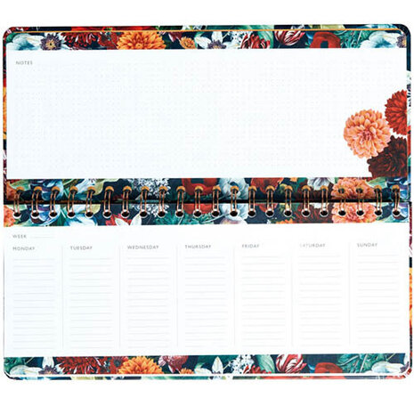 weekkalender Dahlia 12,5 x 29 cm papier/staal groen/oranje