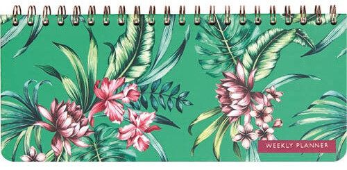 weekkalender Tropical 12,5 x 29 cm papier/staal groen