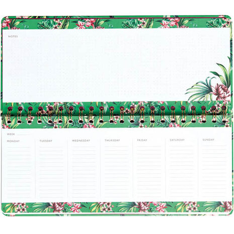 weekkalender Tropical 12,5 x 29 cm papier/staal groen