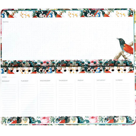 weekkalender Red Birdies 12,5 x 29 cm papier/staal