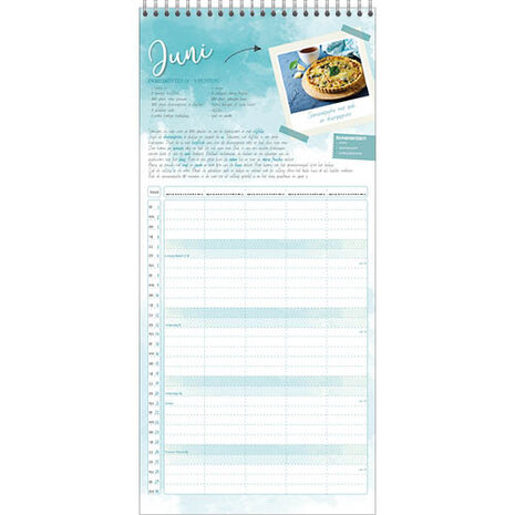 familiekalender Keuken 2021 20 x 45 cm papier bruin/groen