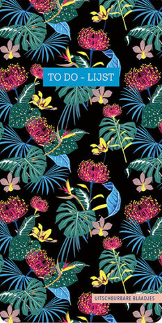 to do-lijst Floral Black 21,8 x 10,9 cm papier