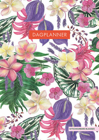 dagplanner Tropical Flowers 15 x 21 cm papier