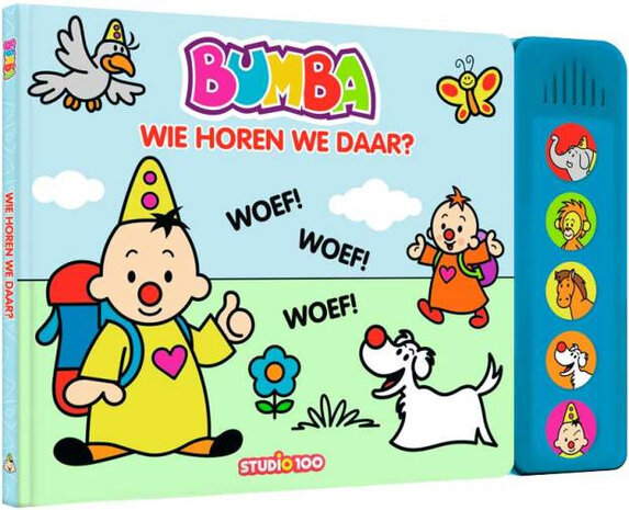 geluidenboek Bumba &quot;Wie horen we daar?&quot; karton blauw