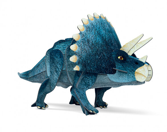 boek en 3D-puzzel Triceratops 39 stukjes blauw