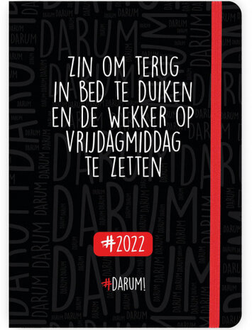 agenda 2022 Darum 12,7 x 17,8 cm papier zwart/rood