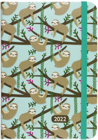 agenda 2022 Sloths 12,7 x 17,8 cm papier groen