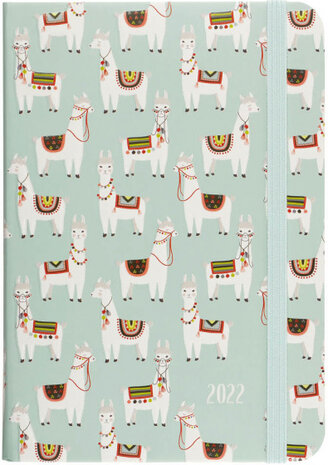 agenda 2022 Llamas 12,7 x 17,8 cm papier groen
