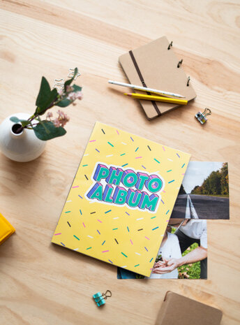 fotoalbum 90&#039;s paperback 13 x 20 cm papier geel