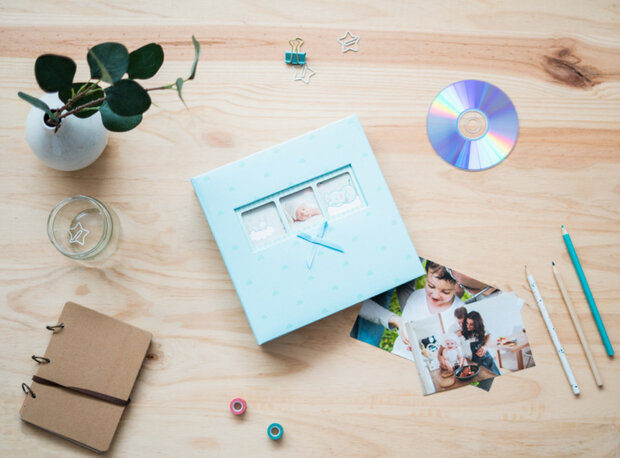 fotoalbum Baby Polka hardcover 10 x 15 cm blauw
