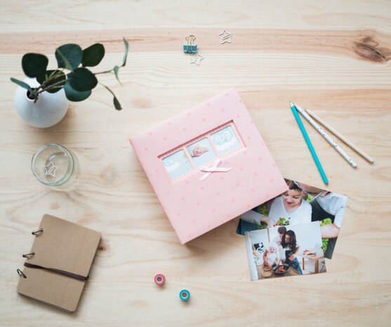 fotoalbum Baby Polka hardcover 10 x 15 cm roze