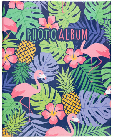 fotoalbum Tropical hardcover 10 x 15 cm blauw/groen