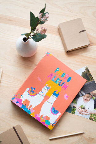 fotoalbum Lama hardcover 13 x 20 cm oranje