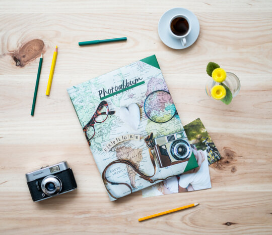 fotoalbum Memories ringband 24 x 2,5 x 32 cm groen