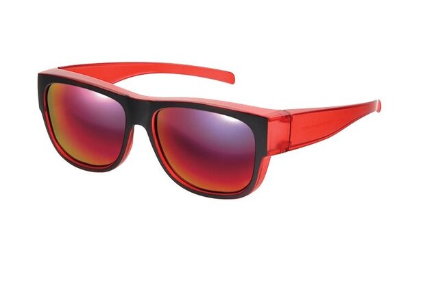 overzetzonnebril zwart unisex met rode spiegellens VZ0024L