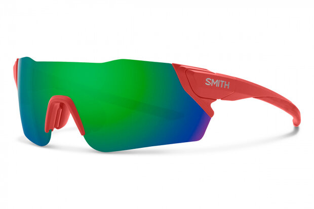 zonnebril Attack unisex randloos mat rood/groen
