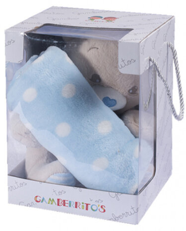 babydeken 80 x 110 cm polyester blauw 2-delig