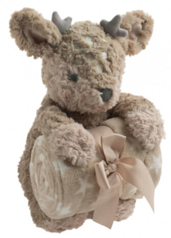 babydeken en hertje 80 x 110 cm polyester bruin