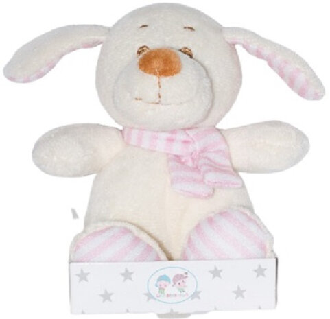 knuffelkonijn junior 10 x 16 cm pluche wit/roze
