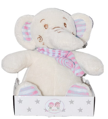 knuffelolifant junior 10 x 16 cm pluche wit/roze
