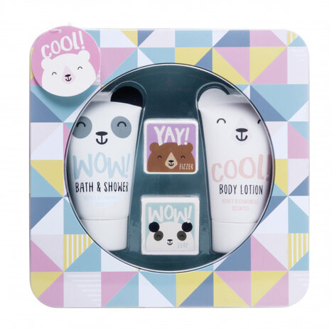 badgeschenkset junior Happy Friends 3-delig wit