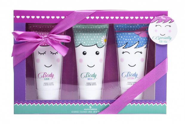 badgeschenkset Sweet Faces junior paars/roze 3-delig