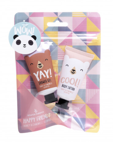 badgeschenkset Happy Friends meisjes roze 2-delig