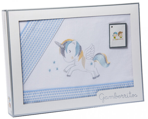 beddenset Unicorn junior katoen 80 x 120 cm blauw