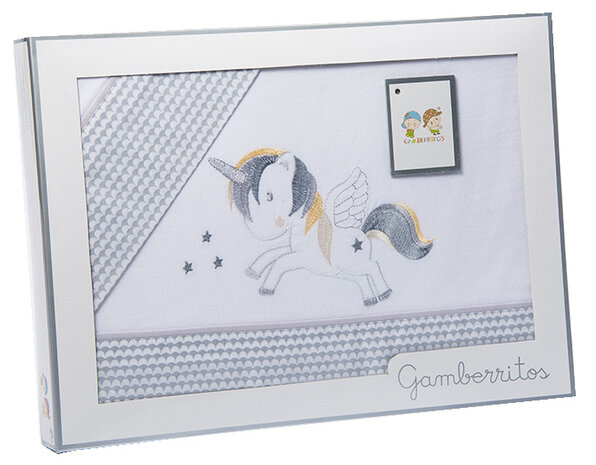 beddenset Unicorn junior katoen 80 x 120 cm grijs