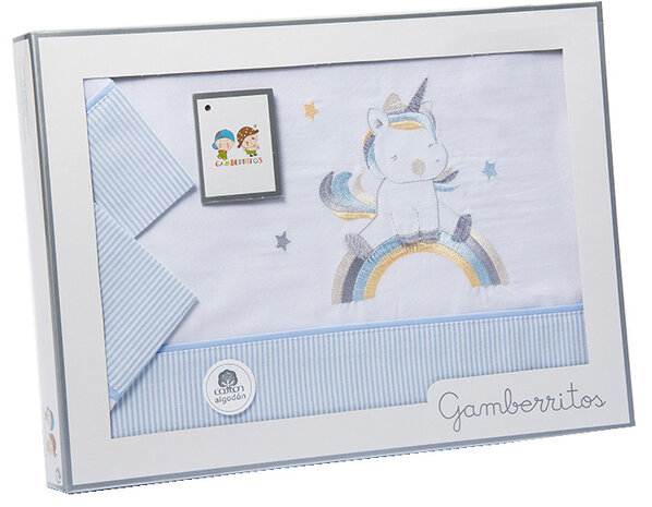 beddenset gebreid junior 80 x 120 cm blauw katoen