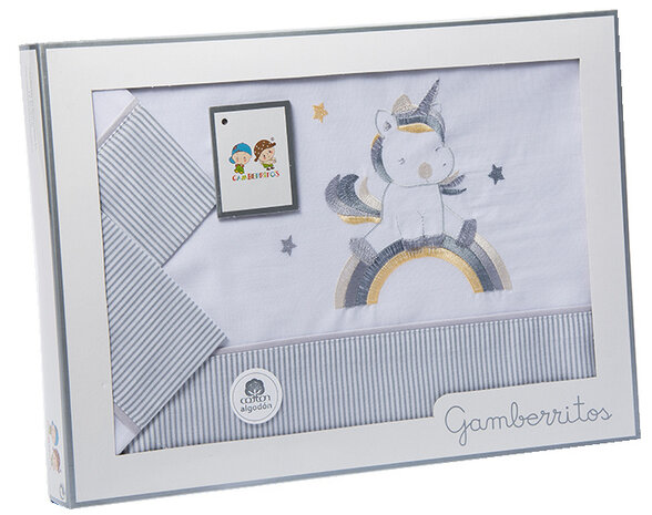 beddenset gebreid junior 80 x 120 cm grijs katoen