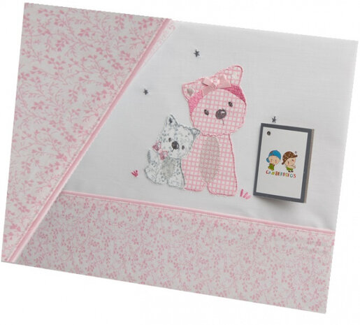 bedbumper 60 x 120 cm katoen junior roze