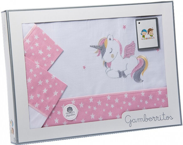beddenset eenhoorn junior 80 x 120 cm katoen roze