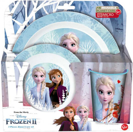 ontbijtset Frozen II junior ijsblauw 3-delig