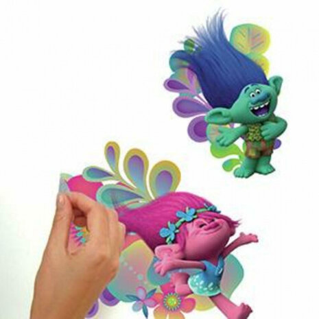 muurstickers Trolls junior 45 x 25 cm 4 vellen
