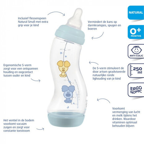 drinkfles S-fles Natural Woezel &amp; Pip 250 ml transparant