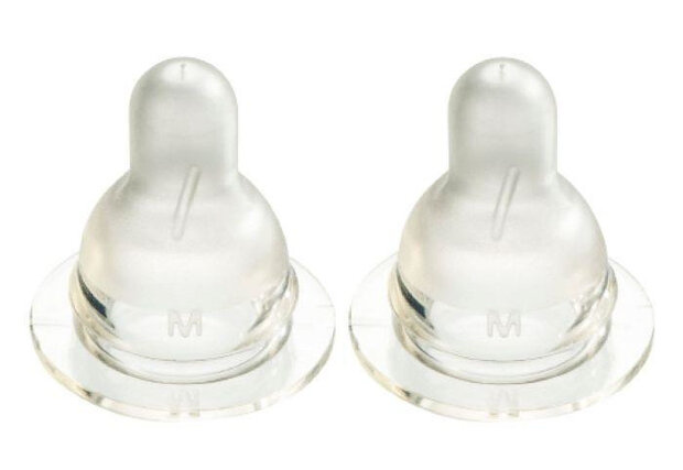 flessenspeen Natural M siliconen transparant 2 stuks