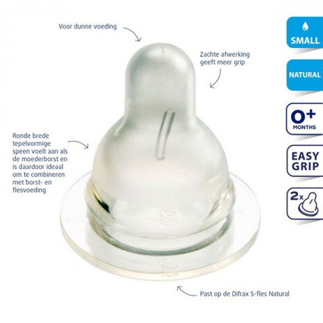 flessenspeen Natural M siliconen transparant 2 stuks