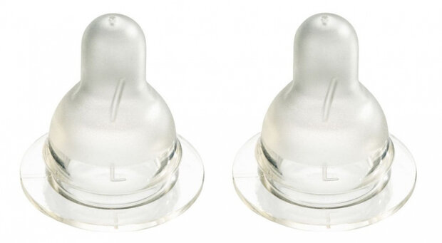 flessenspeen Natural L siliconen transparant 2 stuks